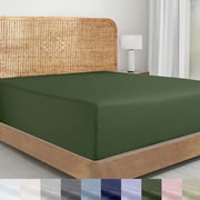 California Design Den 100% Organic Cotton Fitted Sheet Queen Only - Lightweight and Durable Fitted Sheet with Deep Pockets for a Snug-Fit - Olive Green