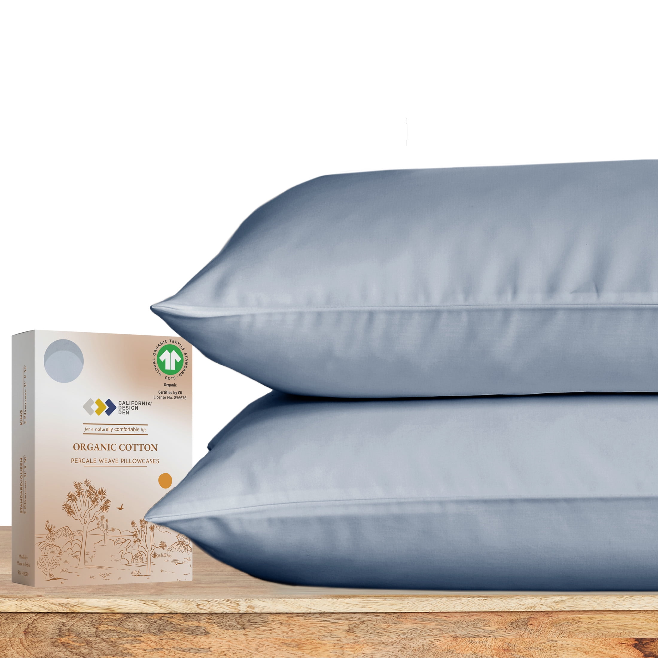 California Design Den 100 Organic Cotton Pillow Cases Set of 2, Queen