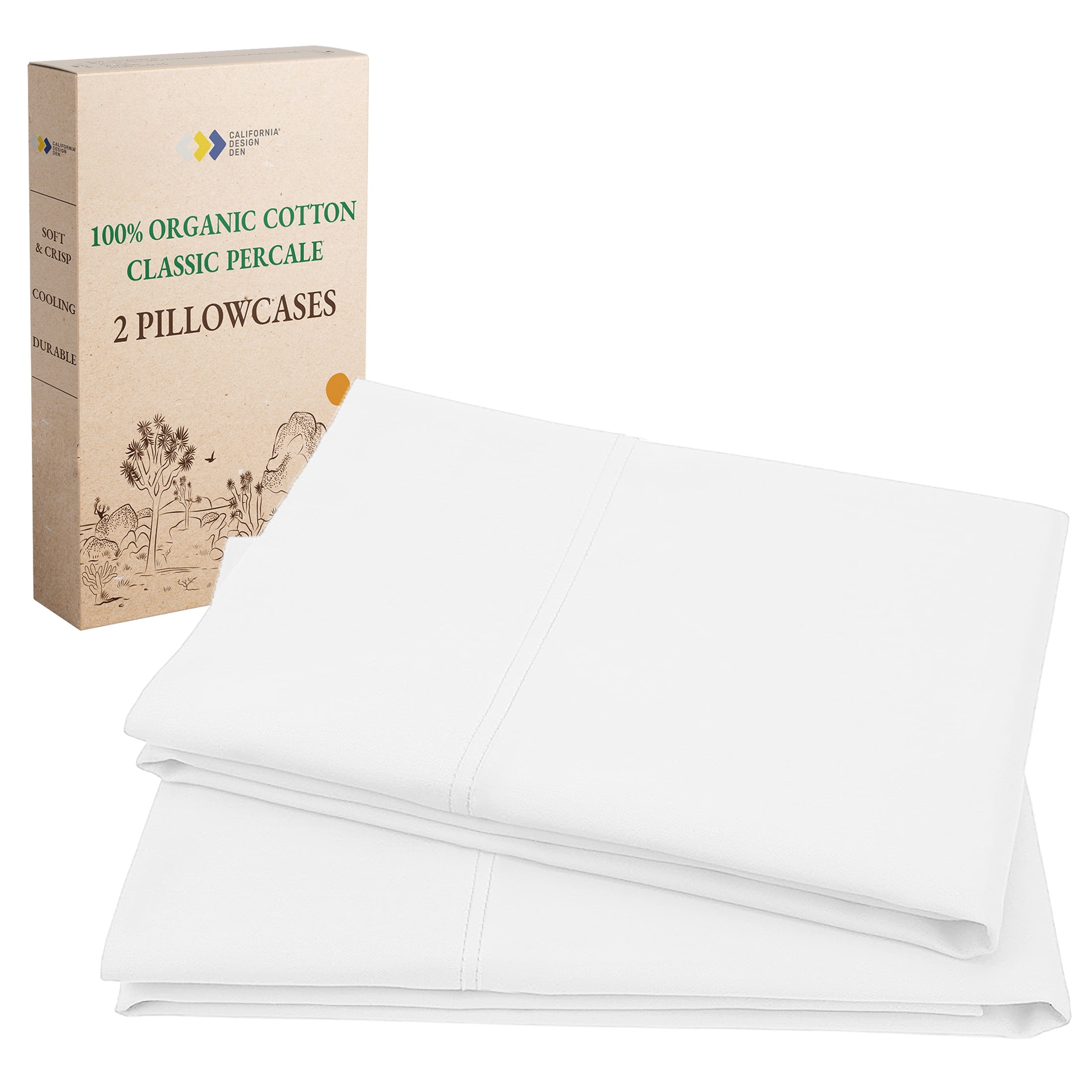Organic White Cotton Standard/Queen Hypoallergenic Pillowcase Set