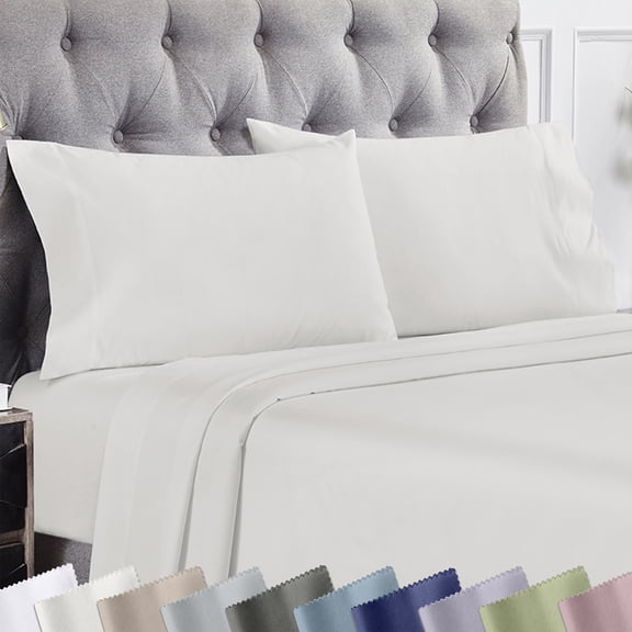 California Design Den 1000 Thread Count Pillowcases Standard, 100% Cotton Sateen, Soft Refined Set of 2 Standard Pillow Cases Fit Standard or Queen Size Pillows - True Ivory