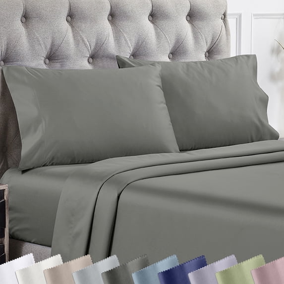 California Design Den 1000 Thread Count Queen Pillow Cases, 100% Cotton Sateen Weave, Soft Refined Set of 2 Standard Pillow Cases Fit Standard or Queen Size Pillows, Gray