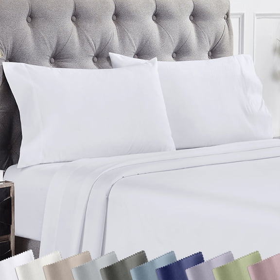 California Design Den 1000 Thread Count Standard Pillow Cases, 100% Cotton Sateen Weave, Soft Refined Set of 2 Standard Pillow Cases Fit Standard or Queen Size Pillows, Bright White