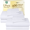 thumbnail image 1 of California Design Den 2-Pack Cal King Bedsheet Set - 400 Thread Count Sateen 100% Cotton Sheets - Extra Soft, Breathable 2 Sets of Deep Pocket Bed Sheets - White, 1 of 7