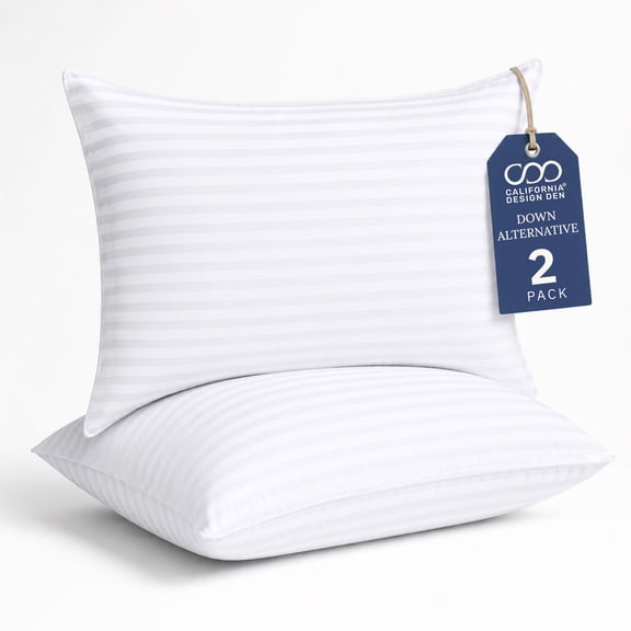 California Design Den Bed Pillows Standard Size Set of 2 for Sleeping, Cooling Luxury Hotel Pillows for Back, Stomach or Side Sleepers - White