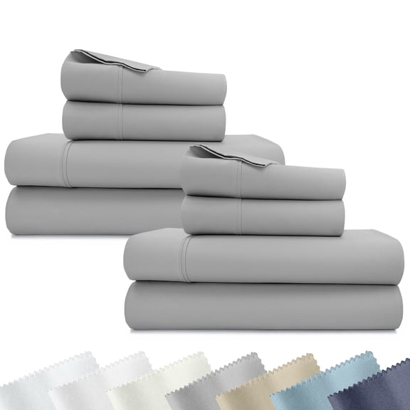 California Design Den 2-Pack Queen Bed Sheets Set - 400 Thread Count 100% Cotton Sateen - Soft & Breathable Deep Pocket Bed Sheets - Light Grey