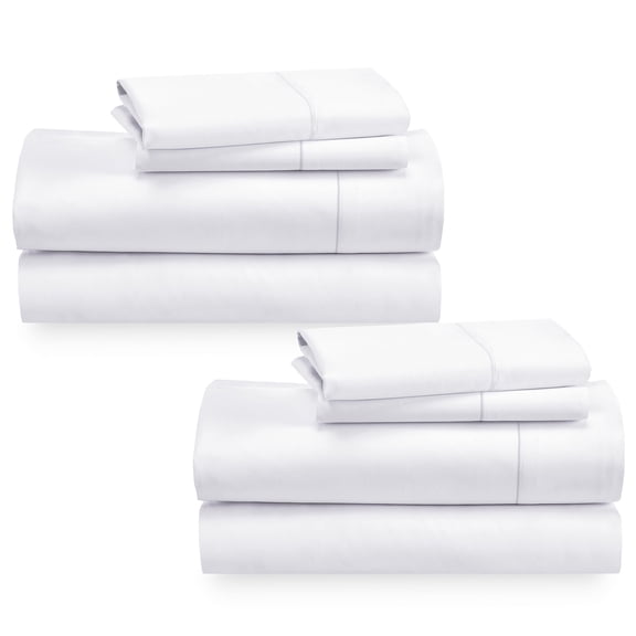 California Design Den 2-Pack Queen Bedsheet Sets - 400 Thread Count 100% Cotton Sateen - Extra Soft, Breathable 2 Sets of Deep Pocket Bed Sheets - Bright White