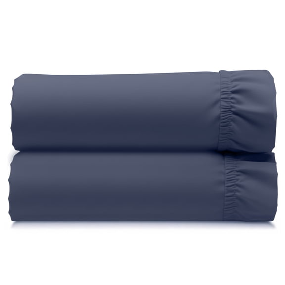 California Design Den 2-Pack Queen Fitted Sheets, 400 Thread Count 100% Cotton Fitted Sheets Sateen, Queen Size Fitted Sheets with Deep Pockets Indigo Dusty Blue