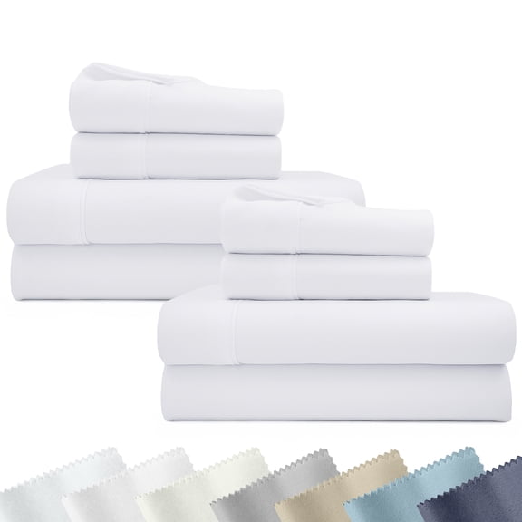 California Design Den 2-Pack Sheet Sets King Size - 400 Thread Count 100% Cotton Sateen, Soft & Breathable, Deep Pocket Bed Sheets - Bright White