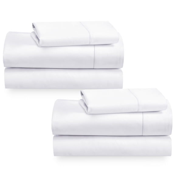 California Design Den 2-Pack Twin Cotton Sheets Sets - 400 Thread Count 100% Cotton Sateen - Extra Soft, Breathable 2 Sets of Deep Pocket Bed Sheets - Bright White
