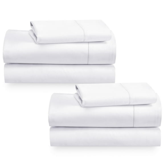 California Design Den 2-Pack Twin Cotton Sheets Sets - 400 Thread Count 100% Cotton Sateen - Extra Soft, Breathable 2 Sets of Deep Pocket Bed Sheets - Bright White