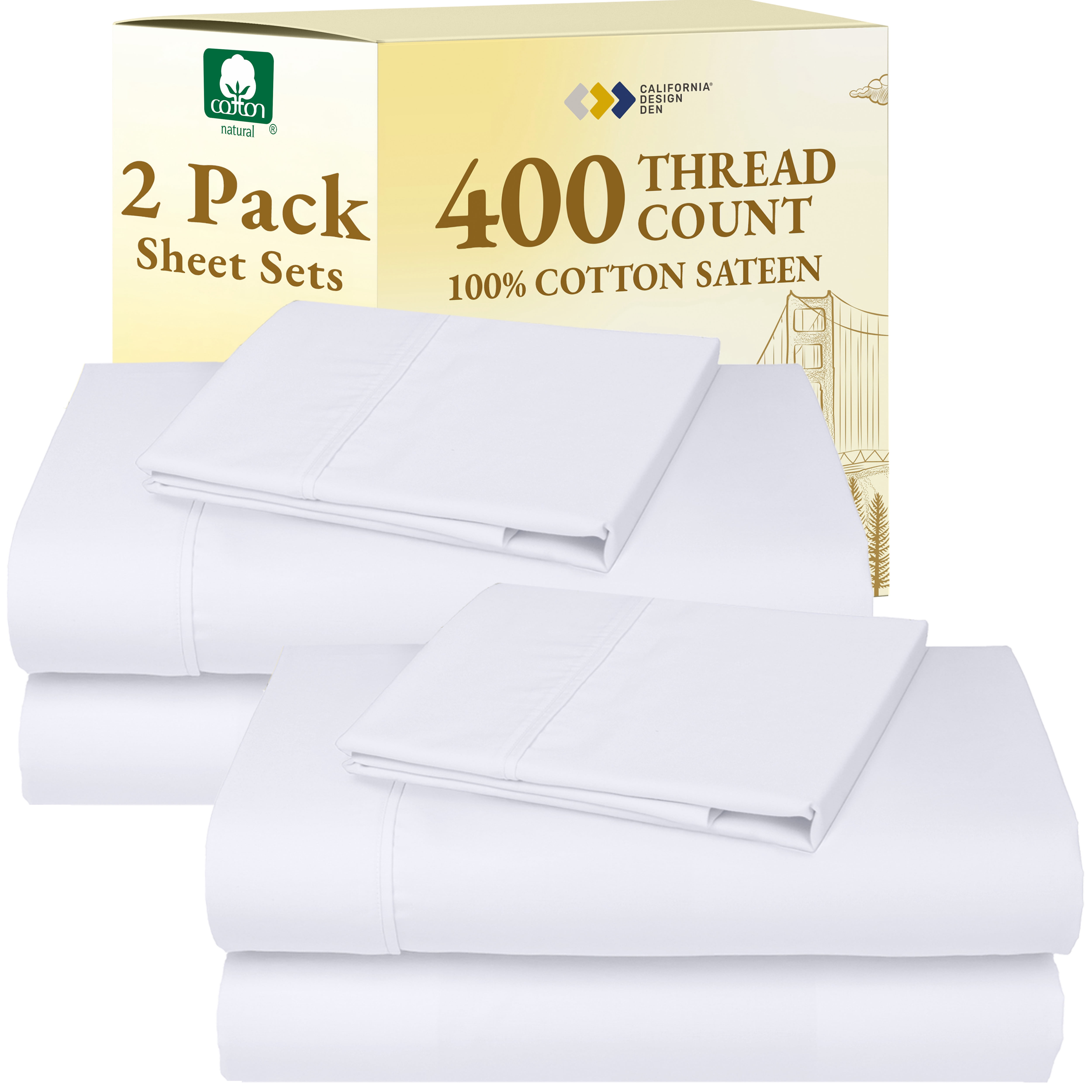 California Design Den 2-Pack Twin Cotton Sheets Sets