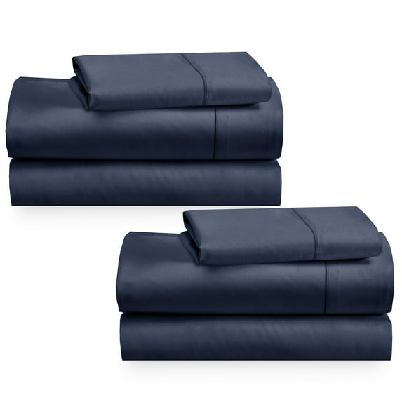 California Design Den 2-Pack Twin Sheets Set - 400 Thread Count 100% Cotton Sateen - Extra Soft, Breathable 2 Sets of Deep Pocket Bed Sheets Indigo Dusty Blue