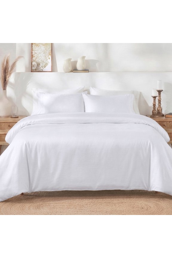 2-Piece Twin XL / Twin Duvet Cover Set - 400 Thread Count 100% Cotton Sateen - White