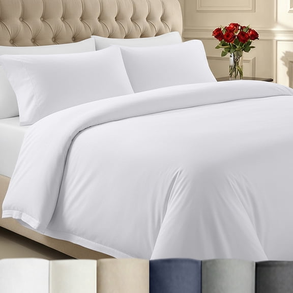 California Design Den 2-Piece Twin XL / Twin Duvet Cover Set - 400 Thread Count 100% Cotton Sateen - White
