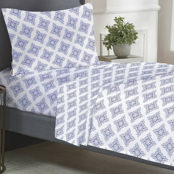 California Design Den 3 Piece Filigree Pattern XL Twin Sheets Set - 100% Cotton Bed Sheet Set, Twin XL Cooling Sheets, Sateen Sheet Set, Deep Pocket Bedding Set - Filigree