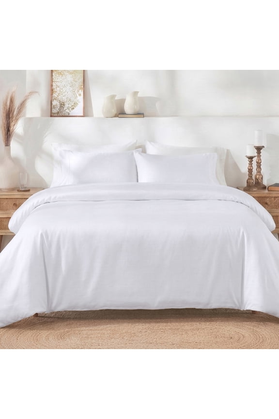 3-Piece King Size Duvet Cover Set, 400 Thread Count 100% Cotton King Size Set, Soft Sateen, Bright White