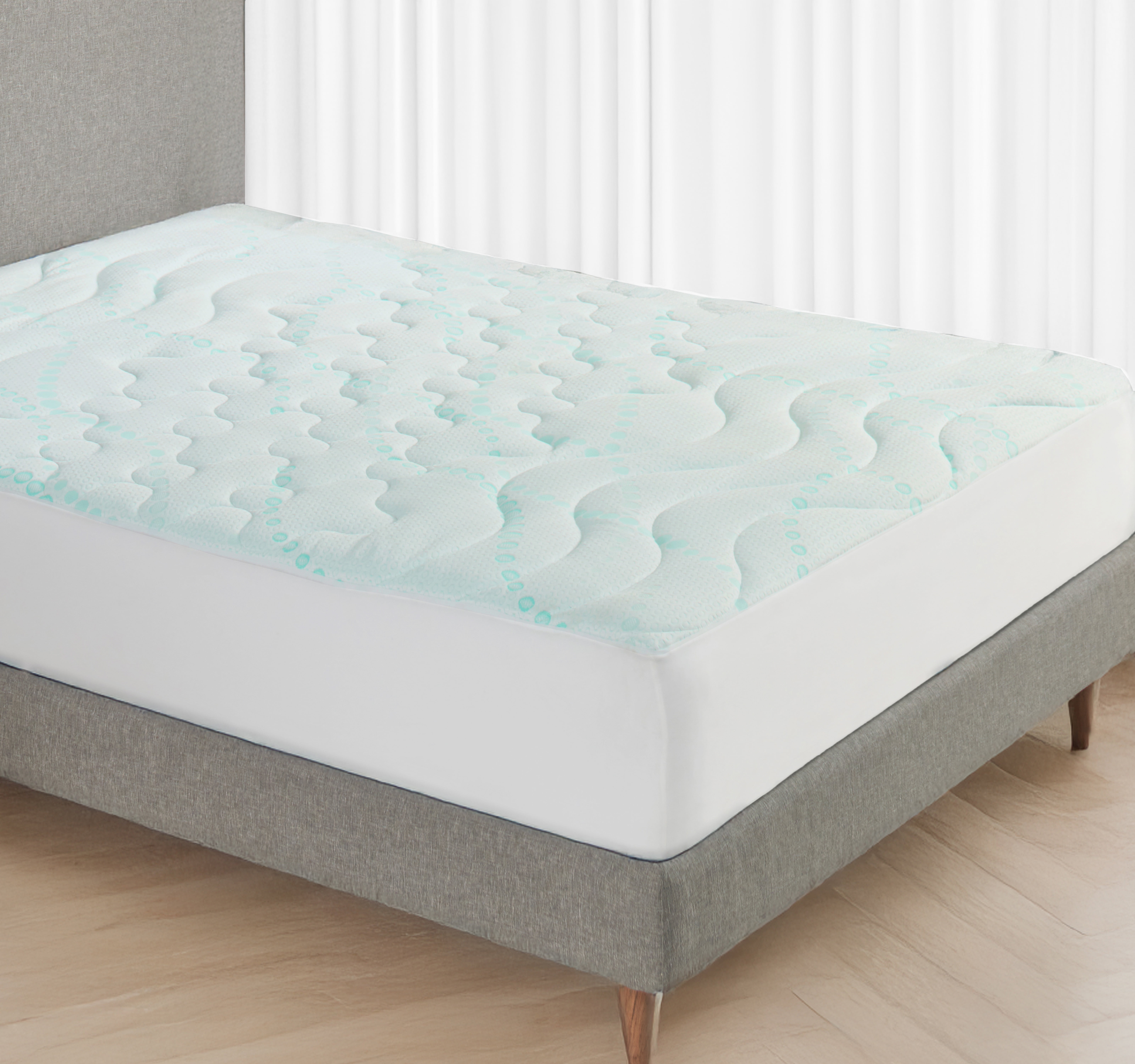 Queen Size White Quilted Cooling Mattress Pad with Deep Pockets