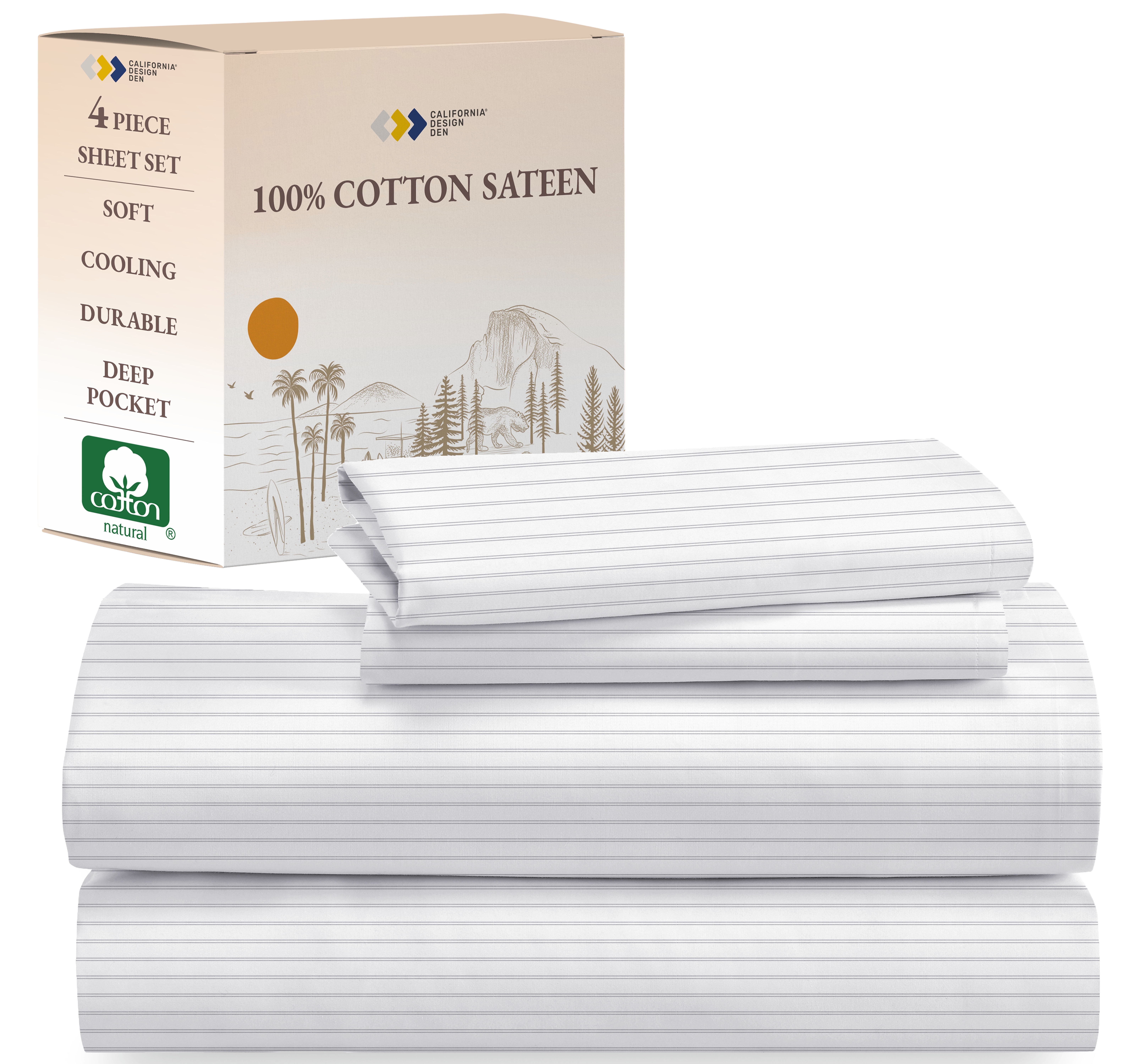 Classic Stripe Full Size Cotton Deep Pocket Sheet Set