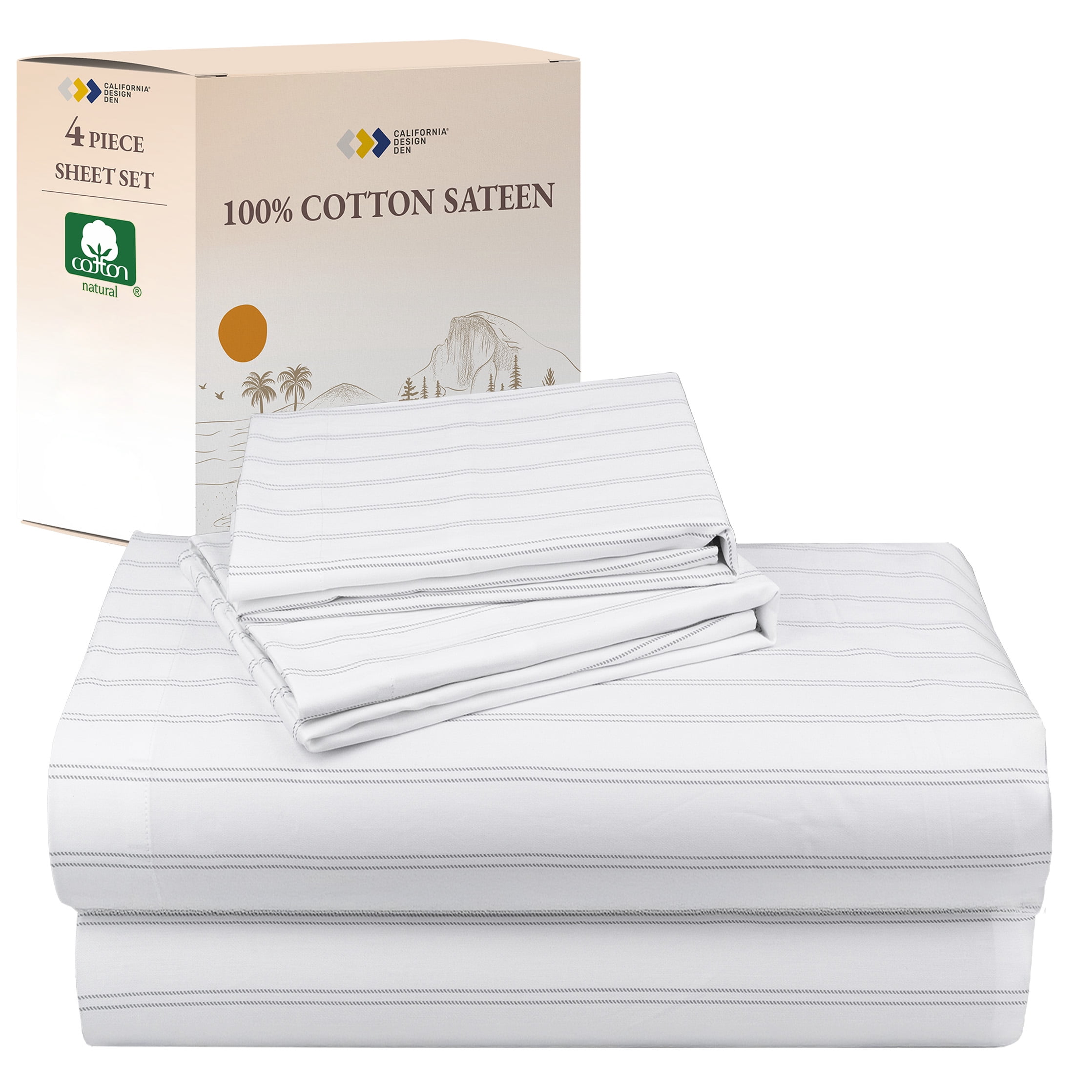 Sheets King Pattern Spring California Design Den 4 Piece Stripe Printed King Sheets Set - 100% ...