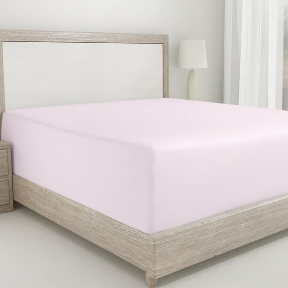 California Design Den 400 Thread Count Cotton Sateen Weave Fitted Sheet Only, California King, Pink