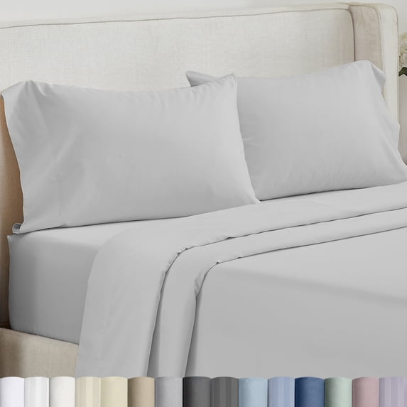 California Design Den 500 Thread Count King Pillow Cases, Soft & Silky 100% Cotton Sateen - Light Grey