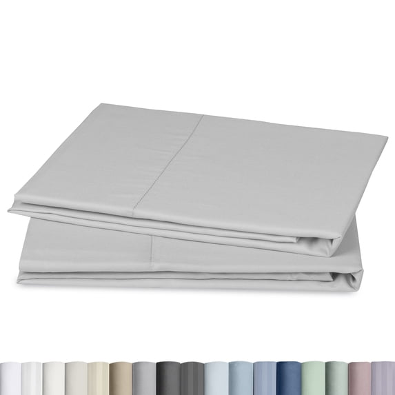 California Design Den 500 Thread Count King Pillow Cases, Soft & Silky 100% Cotton Sateen - Light Grey