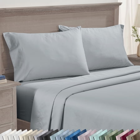California Design Den 600 Thread Count Standard Pillow Cases Set of 2, 100% Cotton Sateen, Fits all Standard or Queen Pillows, Light Grey