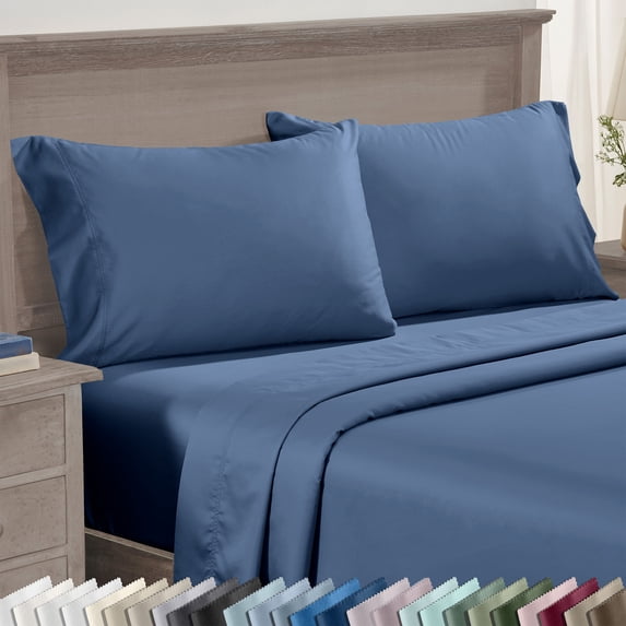 California Design Den 600 Thread Count Standard Pillow Cases, Set of 2 100% Cotton Sateen, Fits all Standard or Queen Pillows, Royal Navy Blue
