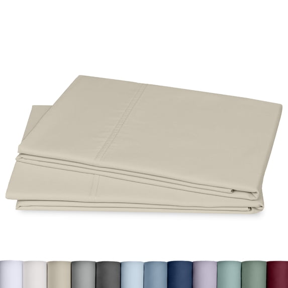 California Design Den Soft Standard Pillowcase Set of 2 - Soft & Smooth 800 Thread Count 100% Cotton Sateen, Fits Standard and Queen Pillows - Beige