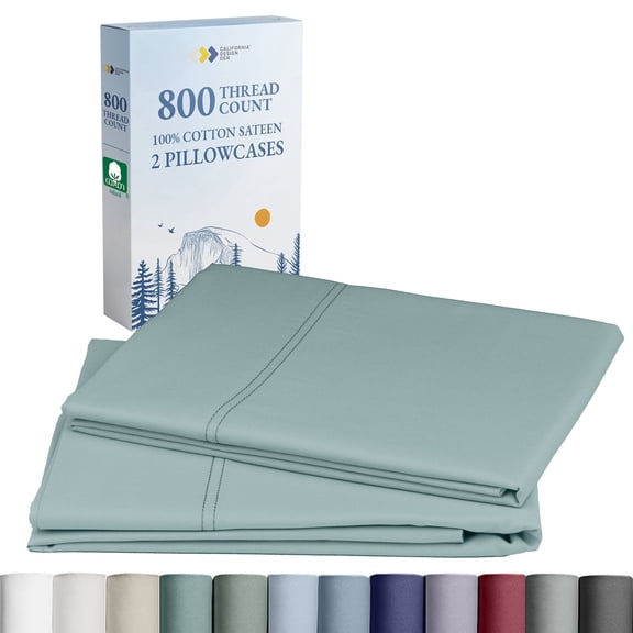 California Design Den 800 Thread Count King Pillow Cases Set of 2, 100% Cotton Sateen, Heirloom Soft Smooth & Thick, Fits King Pillows - Soft Teal