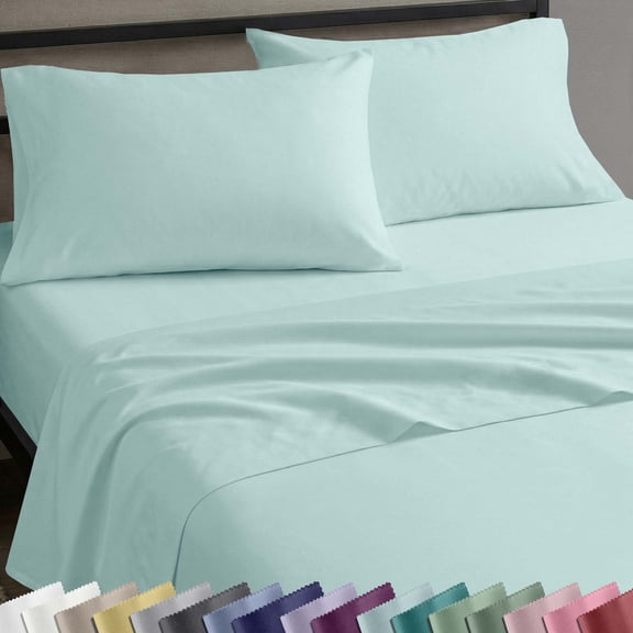 California Design Den 100% Cotton 4-Piece Queen Size Sheet Set, Seafoam