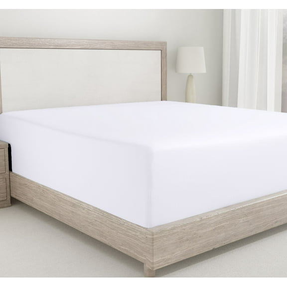 California Design Den Cal King Fitted Sheet Only, Soft 400 Thread Count 100% Cotton Sateen, Deep Pocket, All-Around Elastic, Side Indicators - Bright White