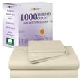 thumbnail image 1 of California Design Den Cal King Sheets - Luxury 1000 Thread Count 100% Cotton Sateen - Cooling, Soft & Thick with Deep Pockets - 4 Piece Sheet Set, Ivory (Creamy Beige Tone), 1 of 9