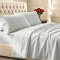 thumbnail image 1 of California Design Den California King Sheet Set - 400 Thread Count 100% Cotton Sateen, California King Sheets Deep Pocket Set, 4 Piece Bed Sheet Set - Taupish-Sage Crosshatch Print, 1 of 8