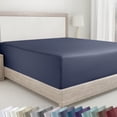 thumbnail image 1 of California Design Den California King Sheets Deep Pockets Fitted Sheet Only, Soft 400 Thread Count 100% Cotton Sateen, Deep Pocket, All-Around Elastic, Side Indicators - Indigo Dusty Blue, 1 of 10