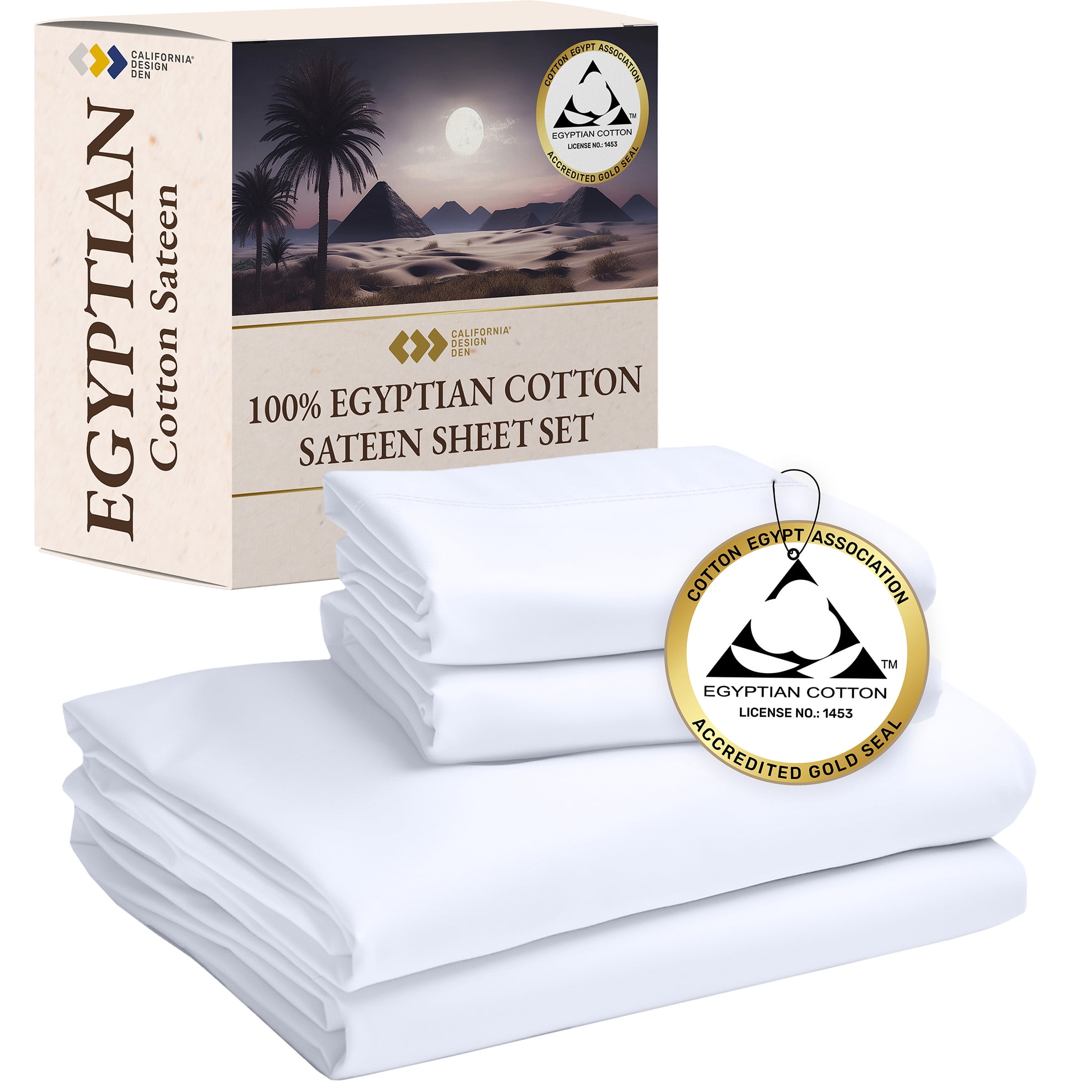 Bright White Full Size Egyptian Cotton Deep Pocket Sheet Set