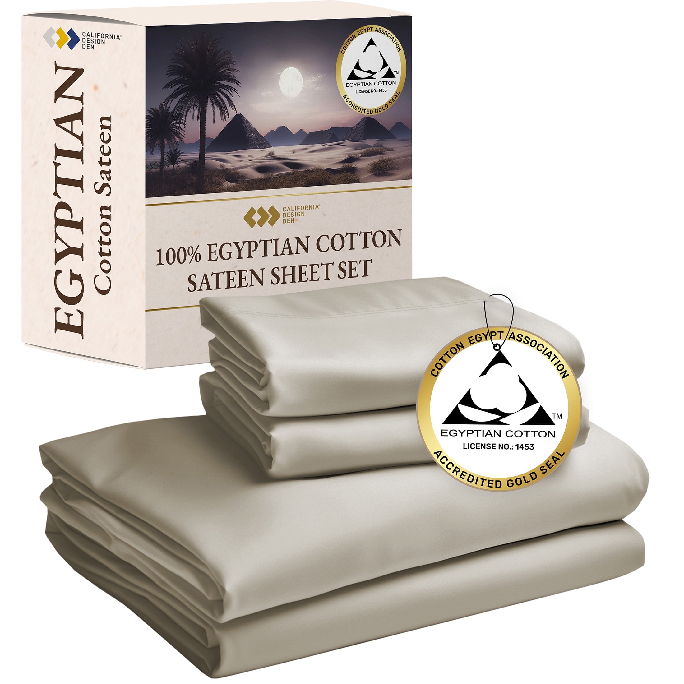 Beige King Egyptian Cotton Deep Pocket Sheet Set