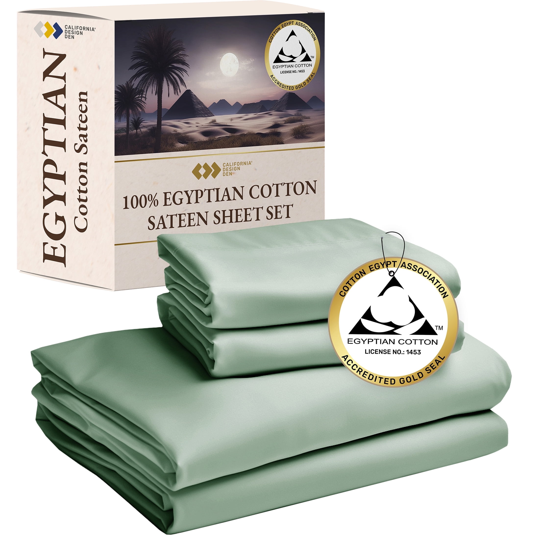 Sage Green Queen Egyptian Cotton Sheet Set with Deep Pockets