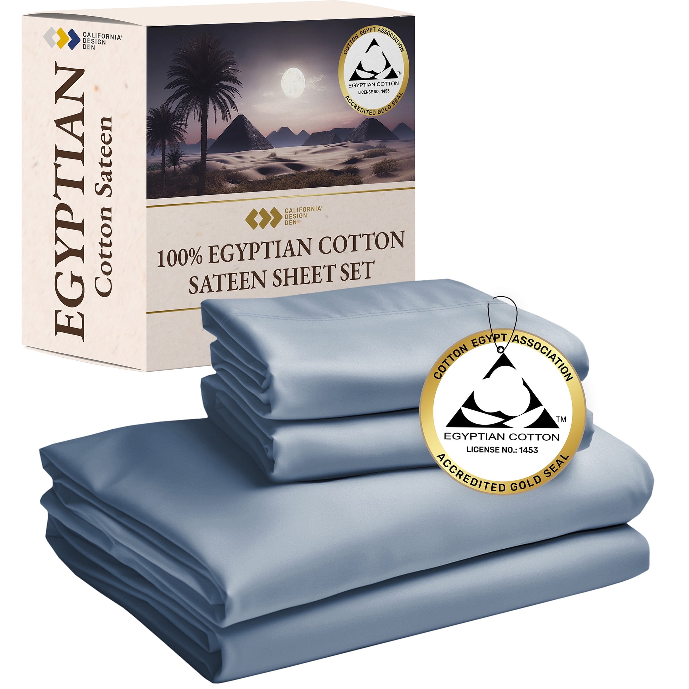 Queen Blue Hydrangea Egyptian Cotton Deep Pocket Sheet Set