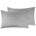 thumbnail image 1 of California Design Den Damask Striped 500 Thread Count King Pillow Cases Set of 2, Soft 100% Cotton Sateen, Cooling 2 King Pillowcases - Light Grey, 1 of 5
