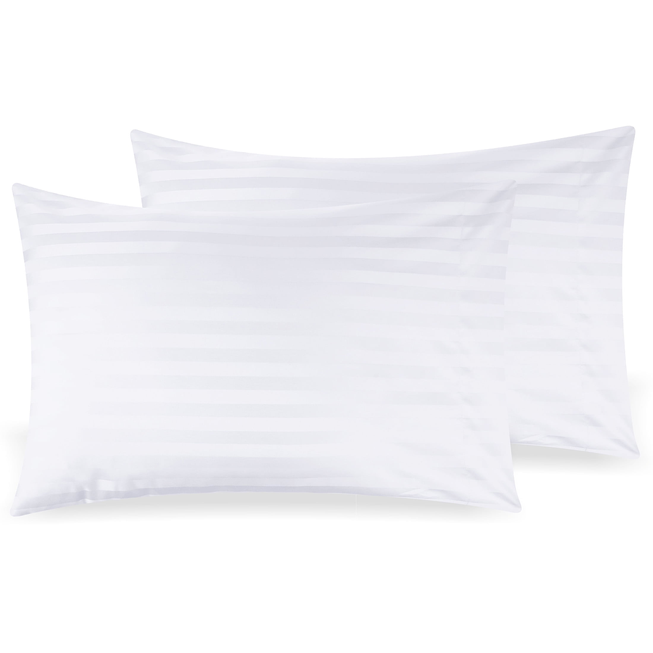 Elegant Striped Cotton-Satin Standard/Queen Pillowcase Set - Hypoallergenic