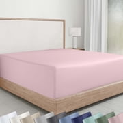California Design Den Deep Fitted King Sheets, 1 Pc - Soft 100% Cotton Sateen, Durable All-Around Elastic - Pink Fitted Sheet