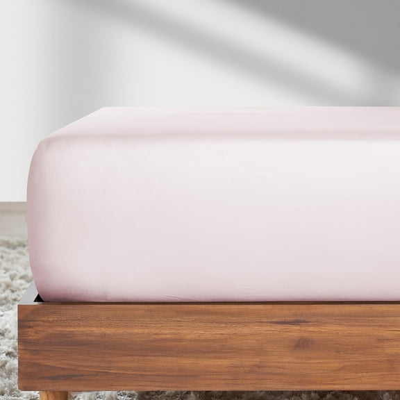 California Design Den Deep Fitted King Sheets, 1 Pc - Soft 100% Cotton Sateen, Durable All-Around Elastic - Pink Fitted Sheet