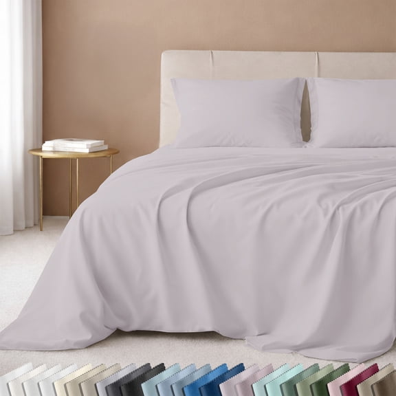 California Design Den Deep Pocket King Size Bed Sheets Set - 600 Thread Count 100% Cotton, Soft Sateen, Deep Pocket - Pale Lavender