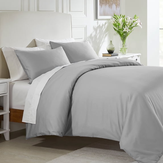 California Design Den Duvet Cover Oversized King - 400 Thread Count 100% Cotton, Hotel Quality Comforter Cover, Soft Sateen, Light Grey