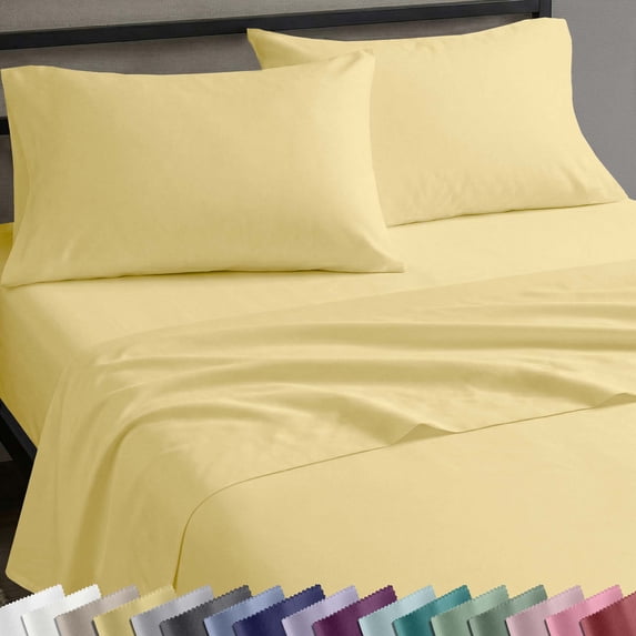 California Design Den, 100% Cotton, 3-Piece Twin XL Sheet Set, Buttery Yellow