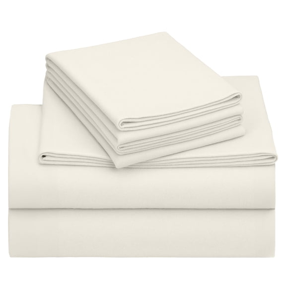 California Design Den Flannel Sheets Twin Size Bed Set - Triple-Brushed 100% Cotton, Deep Pockets, Made In Portugal - Coconut White