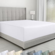 California Design Den Full Fitted Sheet Only - 600 Thread Count 100% Cotton Sateen, Deep Pocket Bottom Fitted Sheet - Bright White