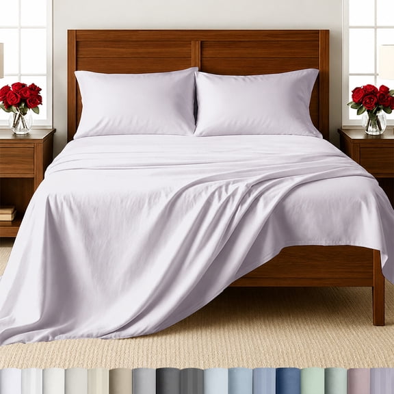 California Design Den Full Size Cotton Sheets Set - 500 Thread Count 100% Cotton, Soft Sateen, Deep Pockets - Pale Orchid