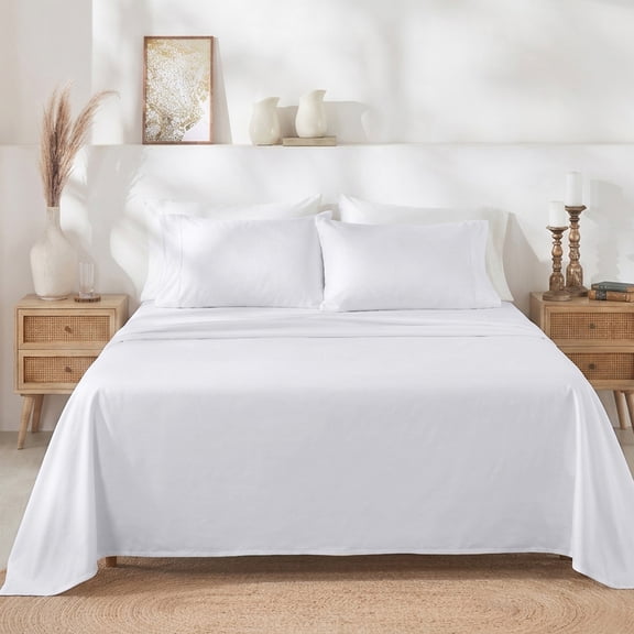 California Design Den 400 Thread Count 100% Cotton Sateen Full Size Bed Sheet Set - White